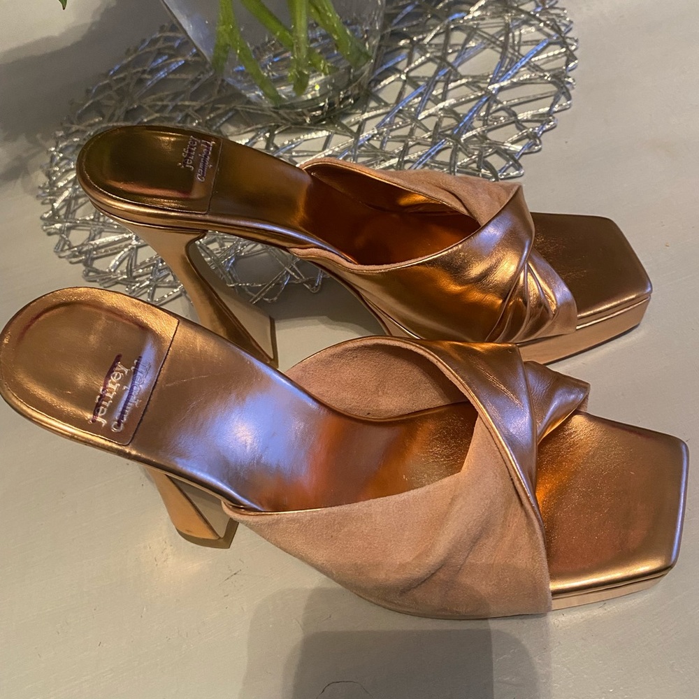 New Jeffrey Campbell Hollyweird in Rose Gold Natural Suede Size 8.5 - Picture 9 of 15